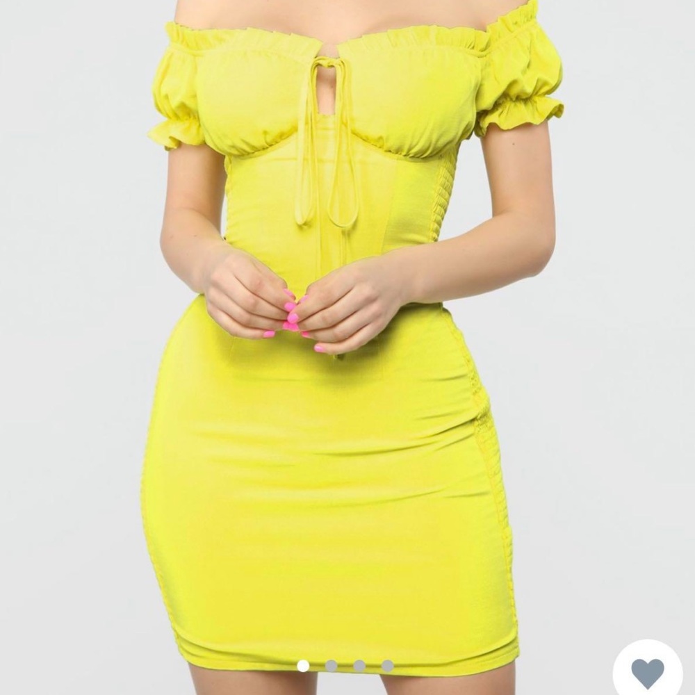 Yellow dress fashion nova bodycon medium